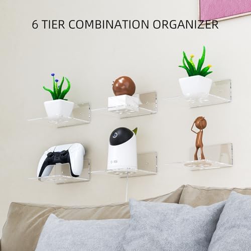 LUOBAO Clear Acrylic Floating Wall Shelves 6 Inch