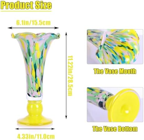 Hand Blown Yellow Glass Vase for Flowers