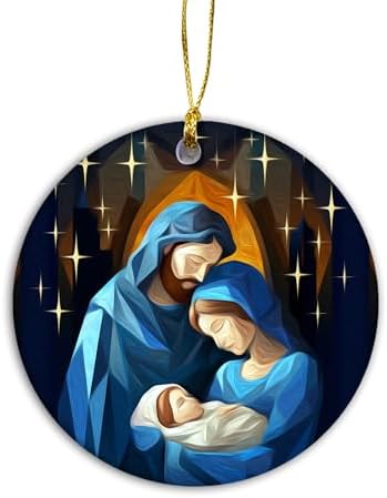 O Holly Night 2024 Two-Side Printed Ceramic Nativity Ornament