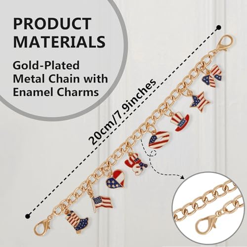 4th of July Door Chain Lock Charms - Gold Plated Decor
