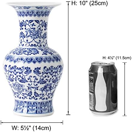 Blue and White Vase 10 Inch Ceramic Decor for Home