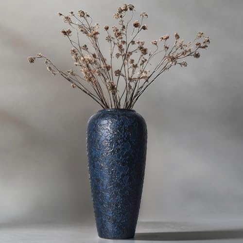 Blue Ceramic Vase 13 Inch Tall Rustic Terracotta