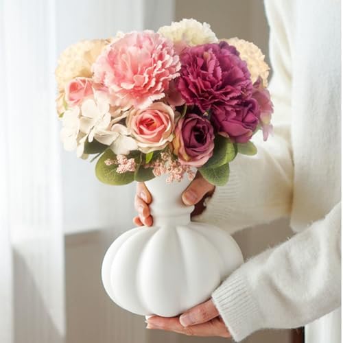 Matte White Pumpkin Ceramic Vase for Home Decor