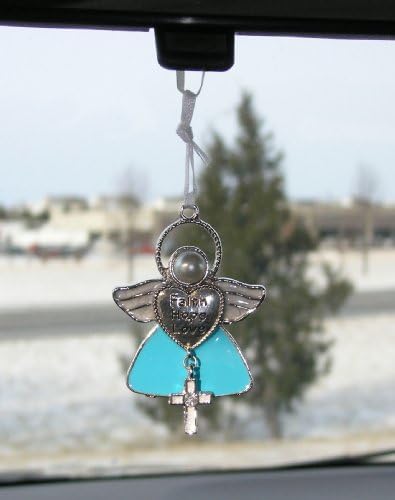 Angel Ornaments - Faith Hope Love Engraved Angel Christmas Ornament with Cross Charm