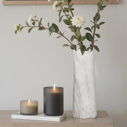 White Matte Ceramic Vase with Organic Nature Shape