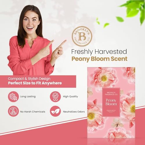Brooklyn Fragrance Co Spring Florals Sachet Bags Peony Bloom Scented Pouches 6-Pack Long-Lasting Fresh Scent