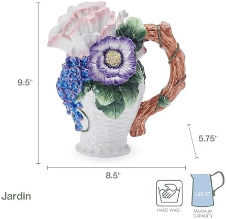 Fitz and Floyd Jardin Floral Bouquet Pitcher Vase