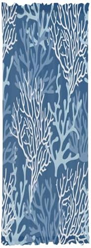 Front Door Curtain with 2 Tiebacks Light Filtering Sea Life Pattern for Bedroom and Back Door