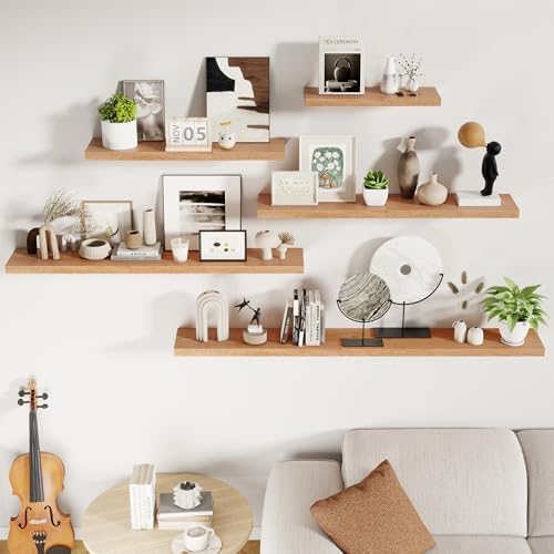 RICHFOCUS 24 Inch Solid Oak Floating Shelf for Wall