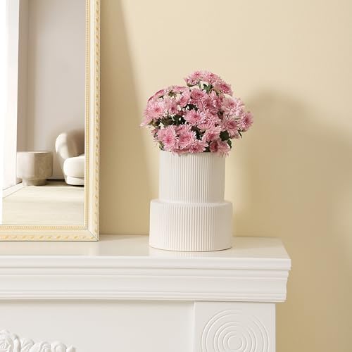 White Ceramic Flower Vase 75 Inches Tall for Home Decor