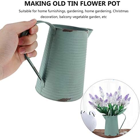 DOITOOL Retro Iron Kettle Flowerpot Vintage Plant Vase Modern Decor Silver Holder Home Decor Random Color