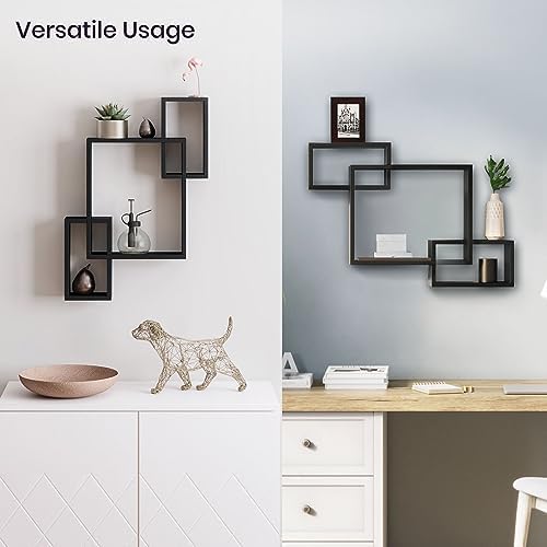 Ballucci Wooden Floating Wall Shelves 26 x 18 Black