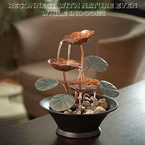 Bits and Pieces Indoor Water Lily Fountain - Compact Decor with Copper Blooms