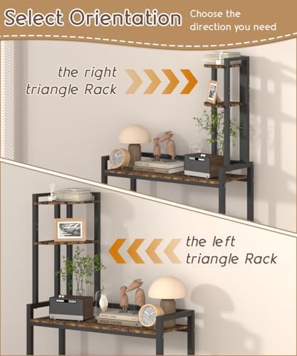 4 Tier Corner Shelf Stand 56 Inch Freestanding Book Storage Rack with Metal Frame Black