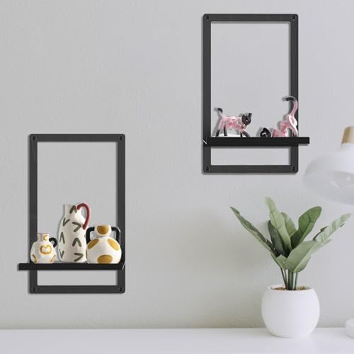 OYEFLY Metal Wood Floating Shelf Black