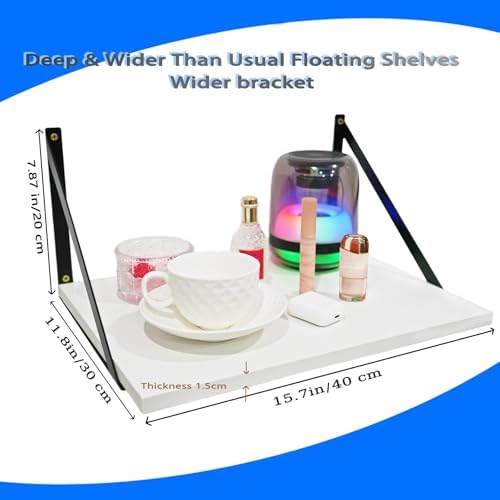 Deep Floating Shelves for Wall 12 Inch Wide Set of 2