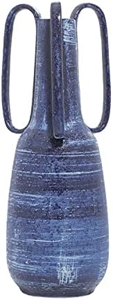 Deco 79 Blue Ceramic Vase with Handles