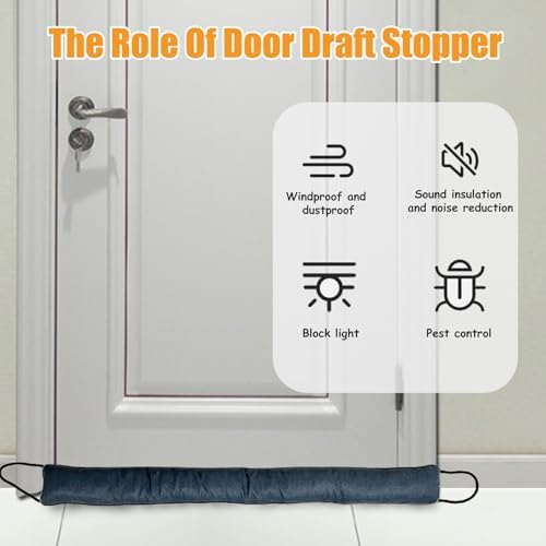 Door Draft Stopper with Weighted Design 34 Inch Heavy Duty Gray