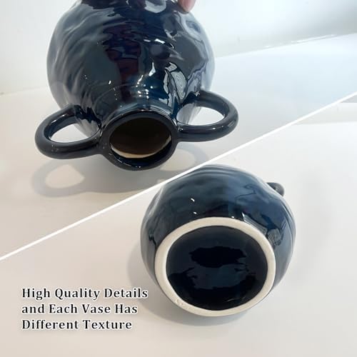LIFFY Blue Ceramic Vase with Double Handle