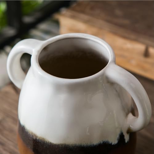 Sowlvenco Ceramic Vase with 2 Handles 7 Inch Gradient