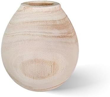 WEIDUOFUN Natural Wood Flower Vase Decorative Urn Planter Pitcher for Home Wedding Cafe