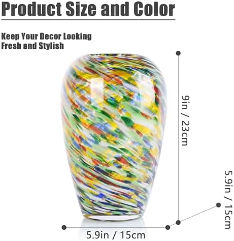 9 Tall Yellow Hand Blown Glass Vase for Home Decor