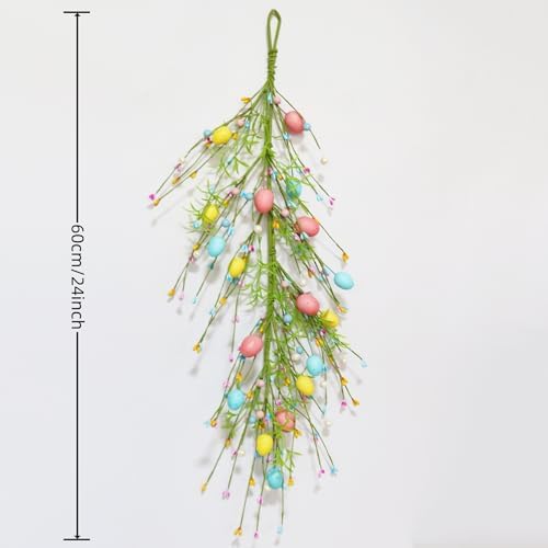 24 Inch Spring Easter Wreath with Pastel Egg and Pearl Garland
