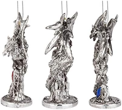 Design Toscano 3 Dragons Holiday Gemstone Ornament Set