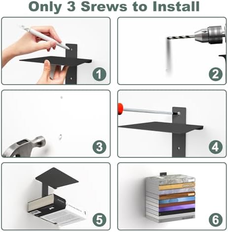 Invisible Floating Bookshelves 4 Tier Wall Mount Bookcase