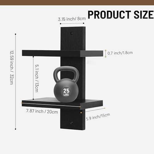 PHOENANCEE 2 Tiered Vertical Wall Shelf Unit 4 Pack Black