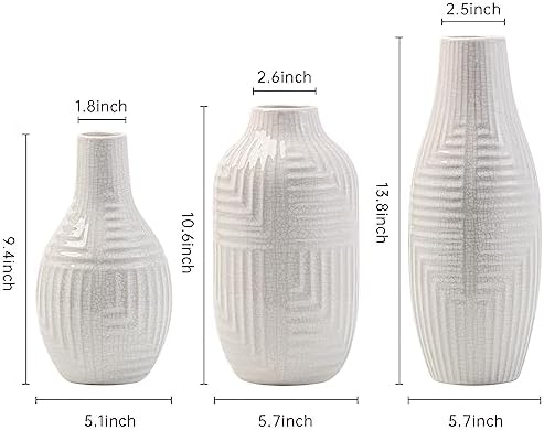 HJN White Ceramic Vase - Modern 106 H