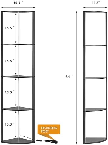 Woodronic 5-Tiered Corner Shelf with LED Light