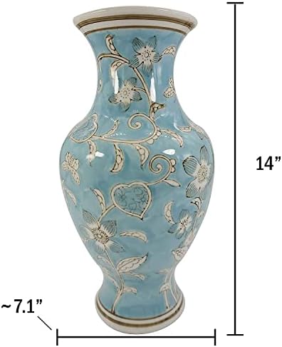 Galt International Chinoiserie Vase 14 Light Blue and White