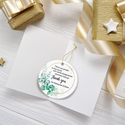 Thank You Christmas Tree Ornament Keepsake Collectible - Appreciation Gift 3in Ceramic Ornament with Gift Box