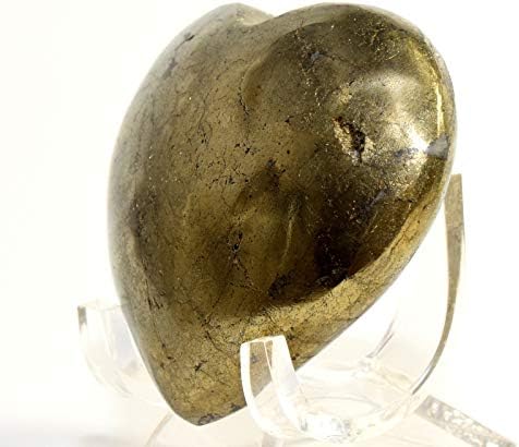 225 Inch Sparkling Golden Chalcopyrite Puffy Heart with Stand