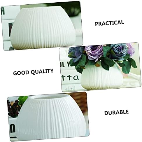 ORFOFE Ceramic Vase White Vertical Stripe 15x15x11cm