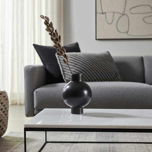 Sagebrook Home Modern Round Ceramic Vase 15 Black