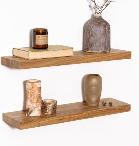 Fun Memories Wood Floating Shelves Wall Mounted Set of 2
