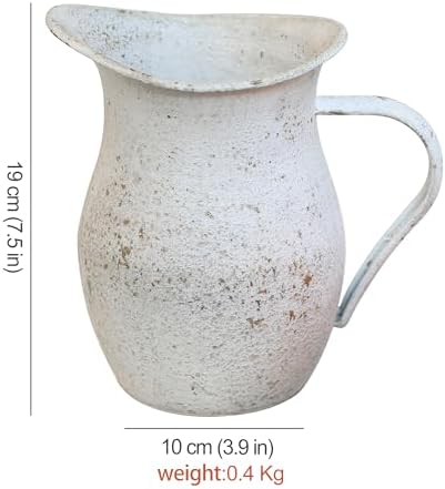 BIG FORTUNE Vintage Metal Milk Jug Pitcher Vase