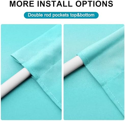 Hiasan French Door Curtains Privacy Rod Pocket Semi Sheer Panel for Door or Window 1 Panel Aqua 52x72 In