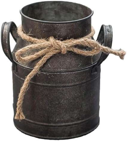 Rust Paint Flower Vase Rustic Metal Milk Can Bucket Decor