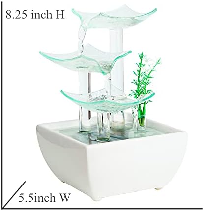 Ceramic Glass Tabletop Fountain for Indoor Home Decor