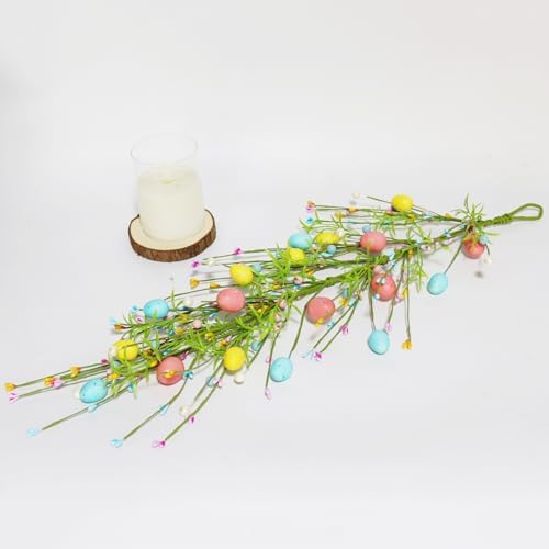 24 Inch Spring Easter Wreath with Pastel Egg and Pearl Garland