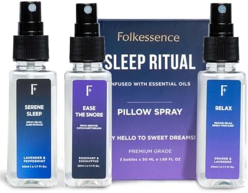 Folkulture Pillow Sprays - Set of 3 Natural Sleep Spray for Bedrooms and Home