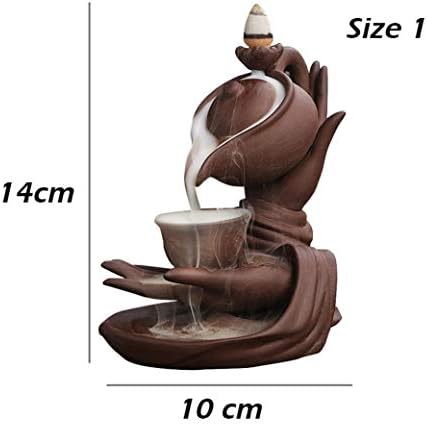 FIYOEO Buddha Hand Backflow Incense Burner Ceramic Teapot Shaped Holder