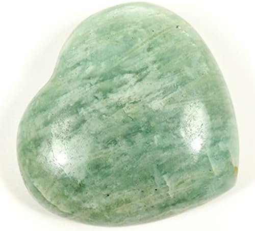 33mm Soft Green Amazonite Heart Stones - 2PCS