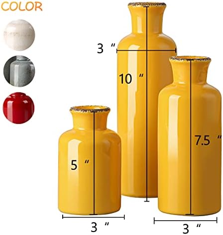 CwlwGO Yellow Ceramic Vase Set Modern Decor