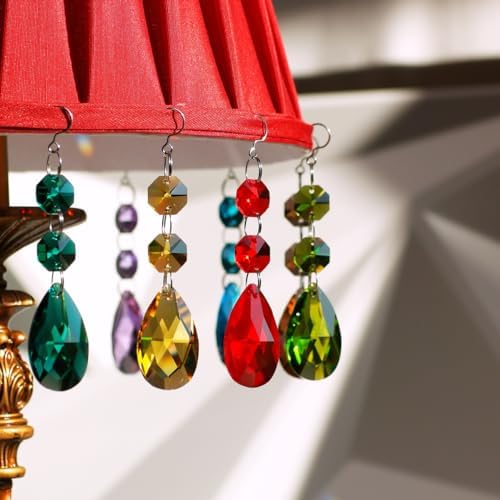 12pcs Teardrop Crystal Chandelier Prisms Suncatcher Beads Replacement