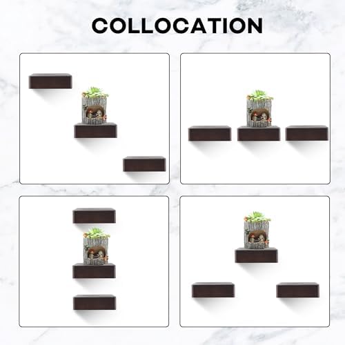 MITREL 5x5 Inch Floating Shelves Set of 2 Dark Walnut