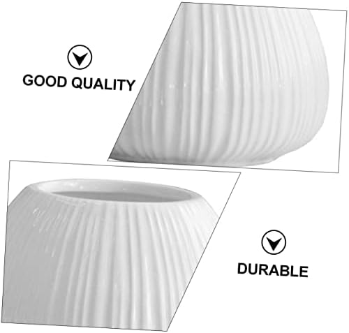 ORFOFE Ceramic Vase White Vertical Stripe 15x15x11cm